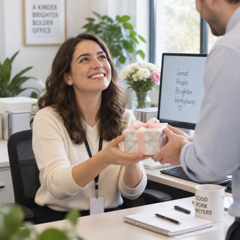 A business contact receiving a thoughtful gift